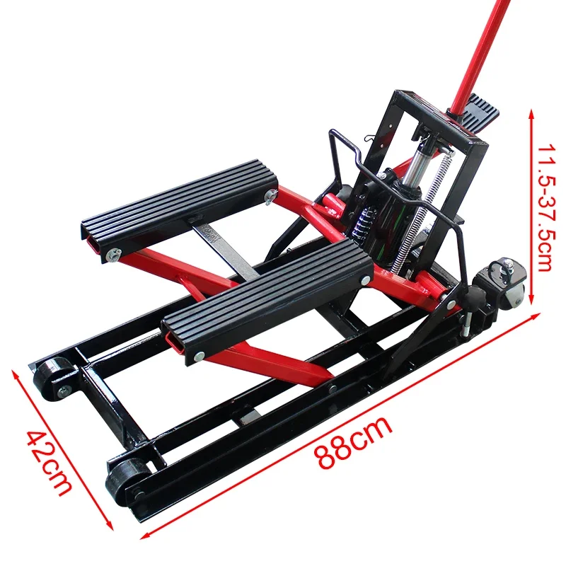 Hydraulic Motorcycle Scissor Jack 1500 LBS Load Capacity Adjustable Portable Hoist Stand Lift Tool Non-Slip Rubber