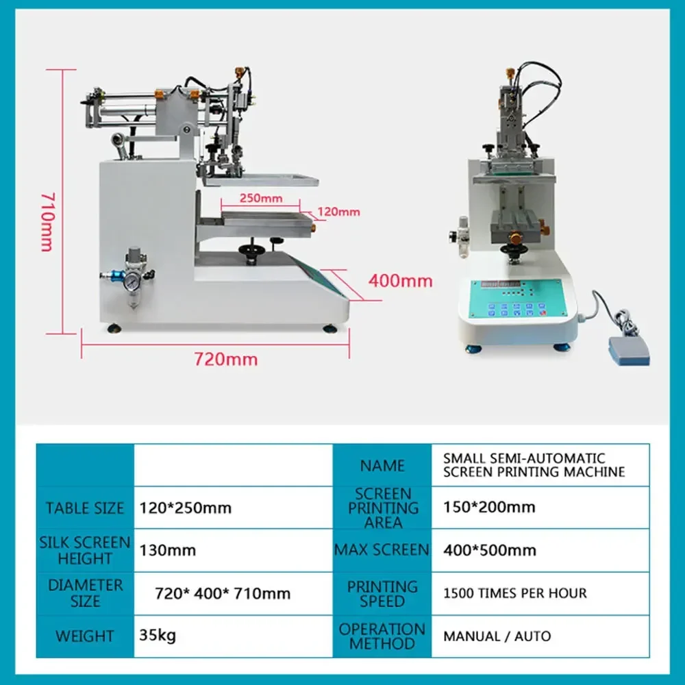 New Semi-auto Screen Printing Machine High Precision Pneumatic Screen Printing Machine Screen Printing Equipment 1500 Times/h