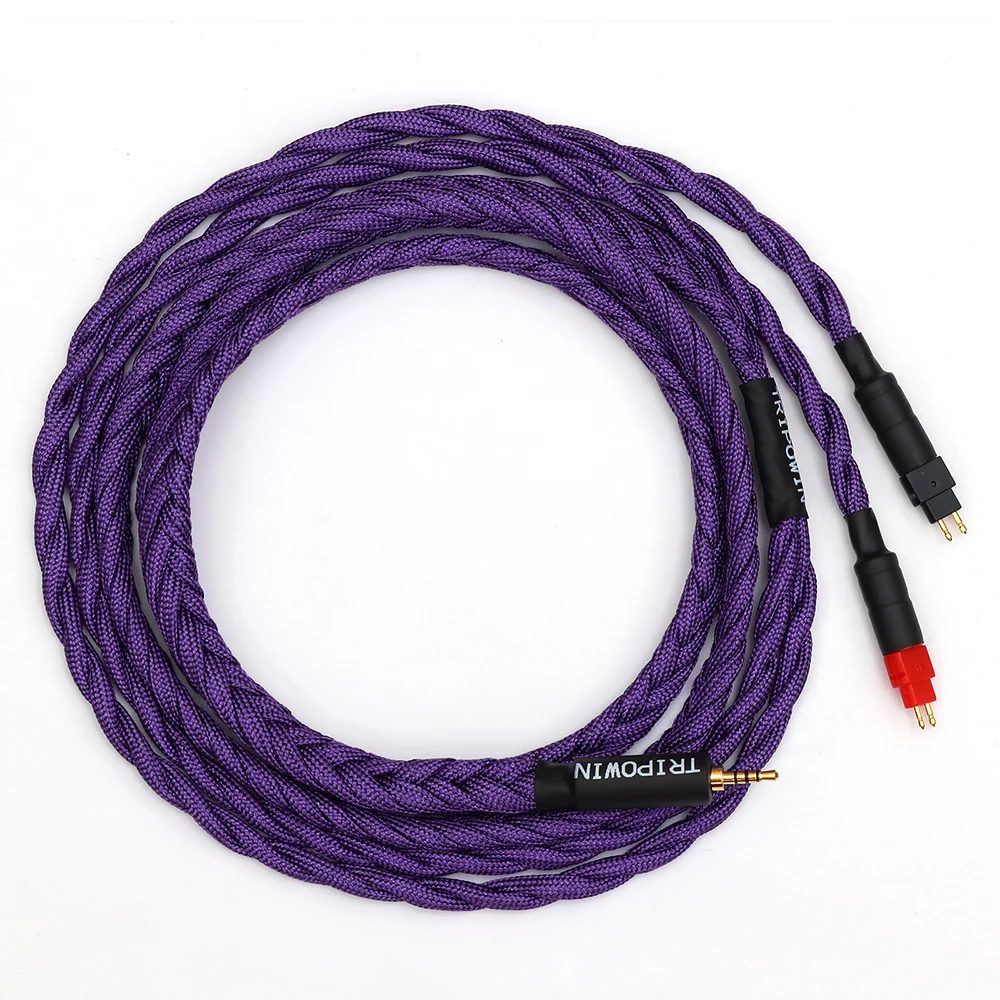 Tripowin GranVia 26AWG 36 Stränge x 4-adriges handgefertigtes Kopfhörer-Ersatzkabel für HD650 HD580 HD800 HIFIMAN ANANDA Lila