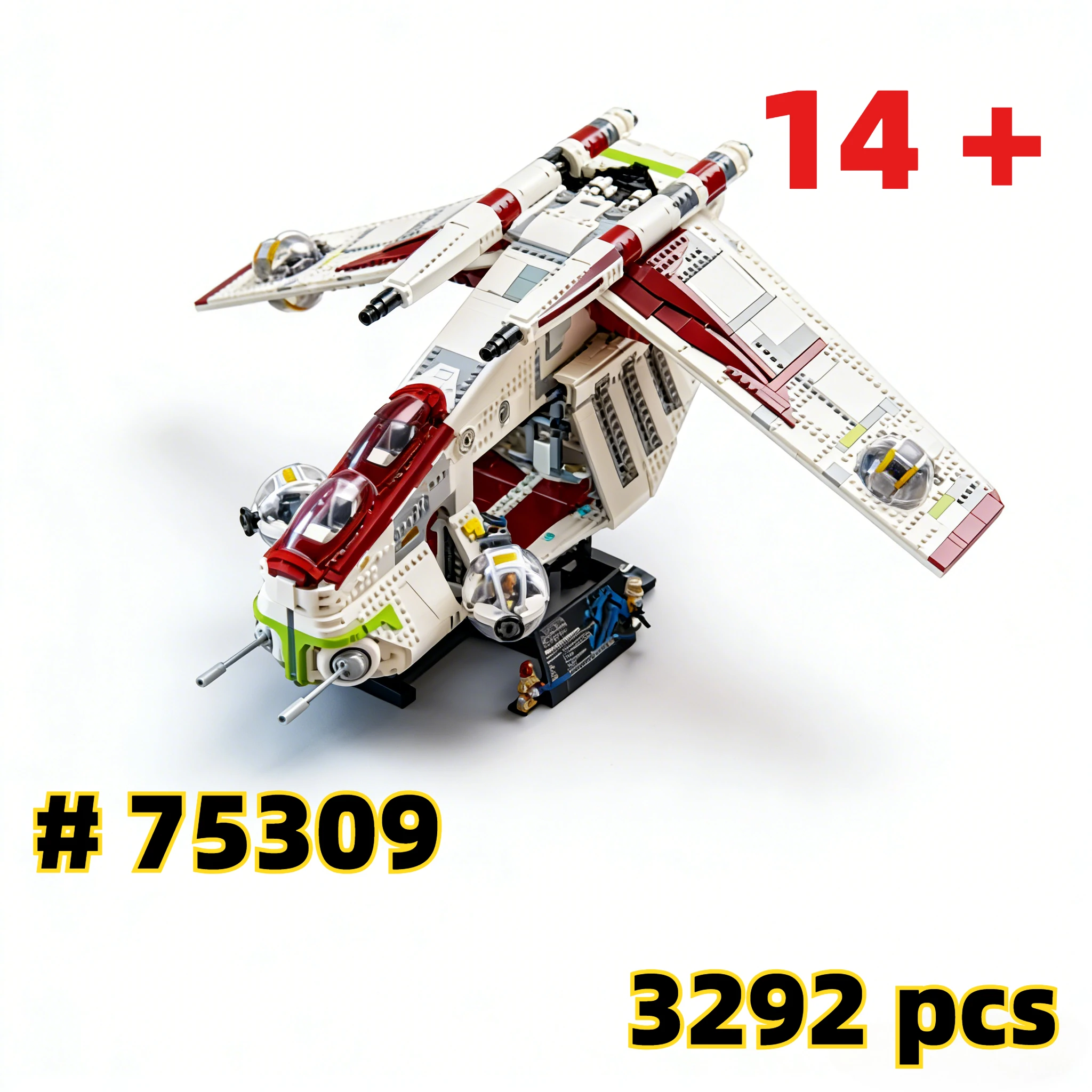 

Конструктор 3292 детали: Звездный Разрушитель Republic Fighter Gunship 75309, модель-головоломка для детей, подарок на день рождения