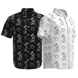 2024 neue Disney Hawaii Shirt Mode Mickey Mouse Skizze Doodle Shirt Disneyland Kurzarm Knopf Shirt lässig