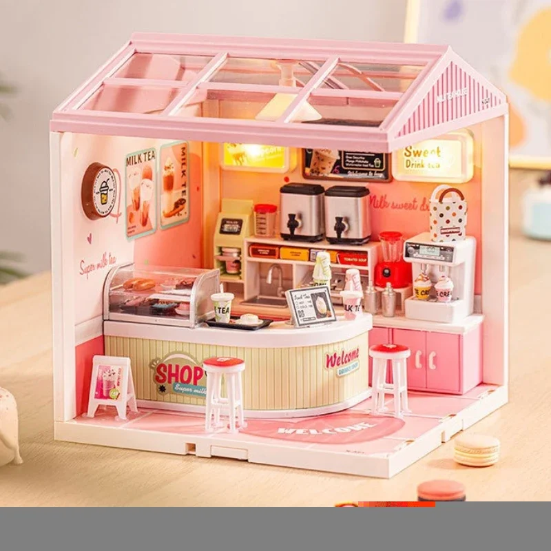 DIY Animierte Cartoon Super Welt Kinder Handwerk Haus Beleuchtung Bausteine Szene Montage Miniatur Haus Spielzeug Geschenke