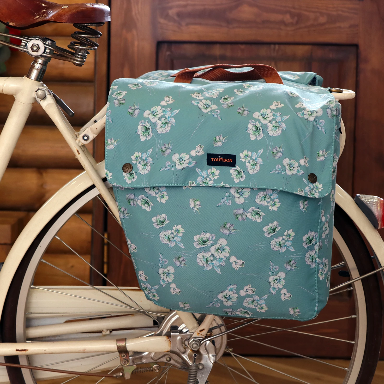 

Tourbon Canvas Bicycle Back Seat Twins Panniers Rear Rack Trunk Bike Luggage Storage Saddle Bag 23L Outdoor Cycling Accessories
