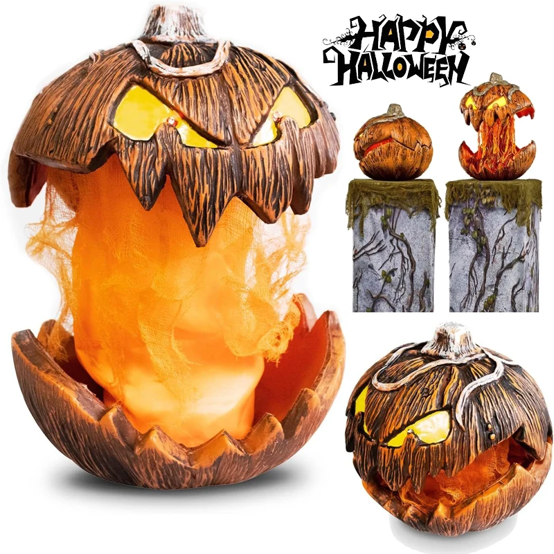Vintage-Kürbiskopf-Laterne, Hoflicht, leuchtendes Design mit offenem Mund, gruselige Halloween-Dekoration, Spukhaus-Außenbeleuchtung, unverzichtbar