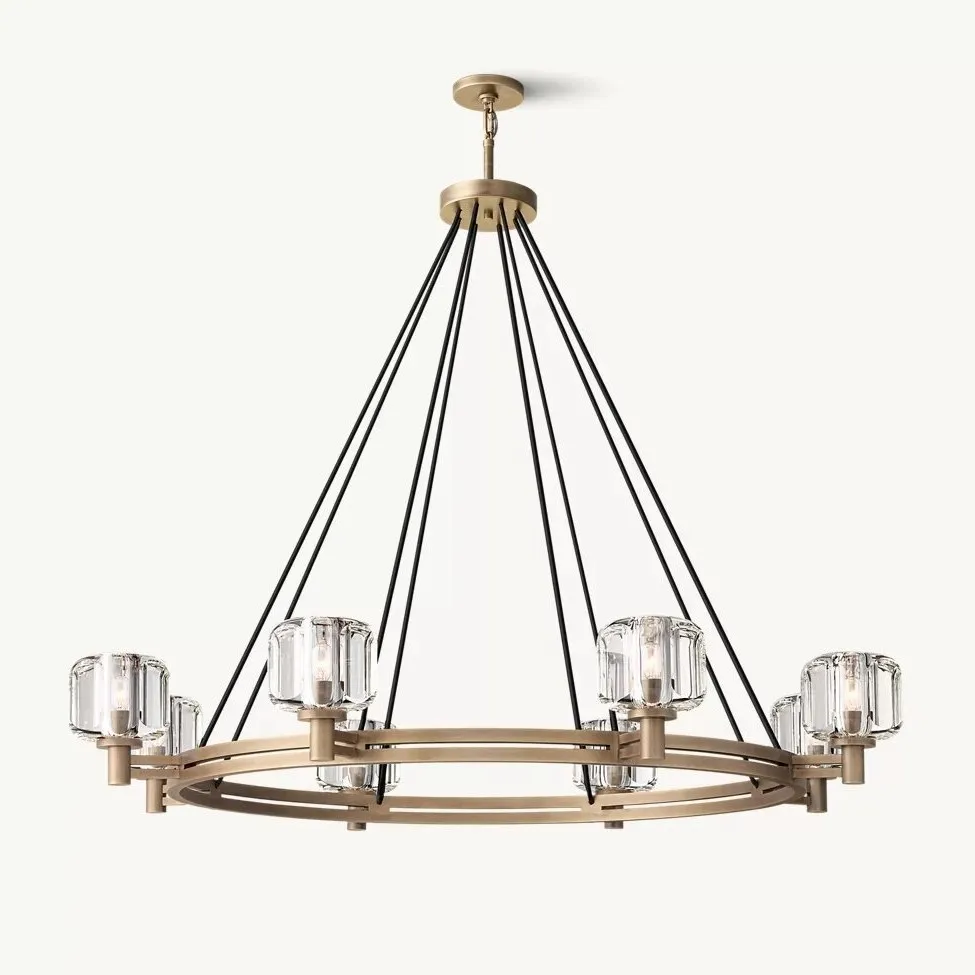 

Cross-border American all-copper crystal living room chandelier post-modern light luxury villa restaurant RH designer Zhongshan