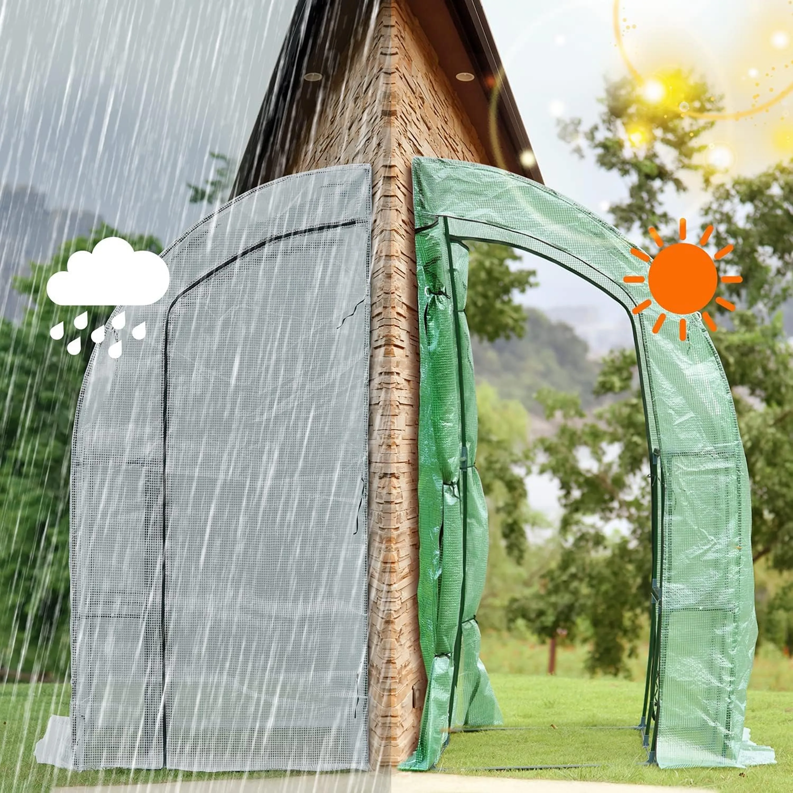 2025Half of the greenhouse is used for growing vegetables, providing warmth, protection from rain, and shading.