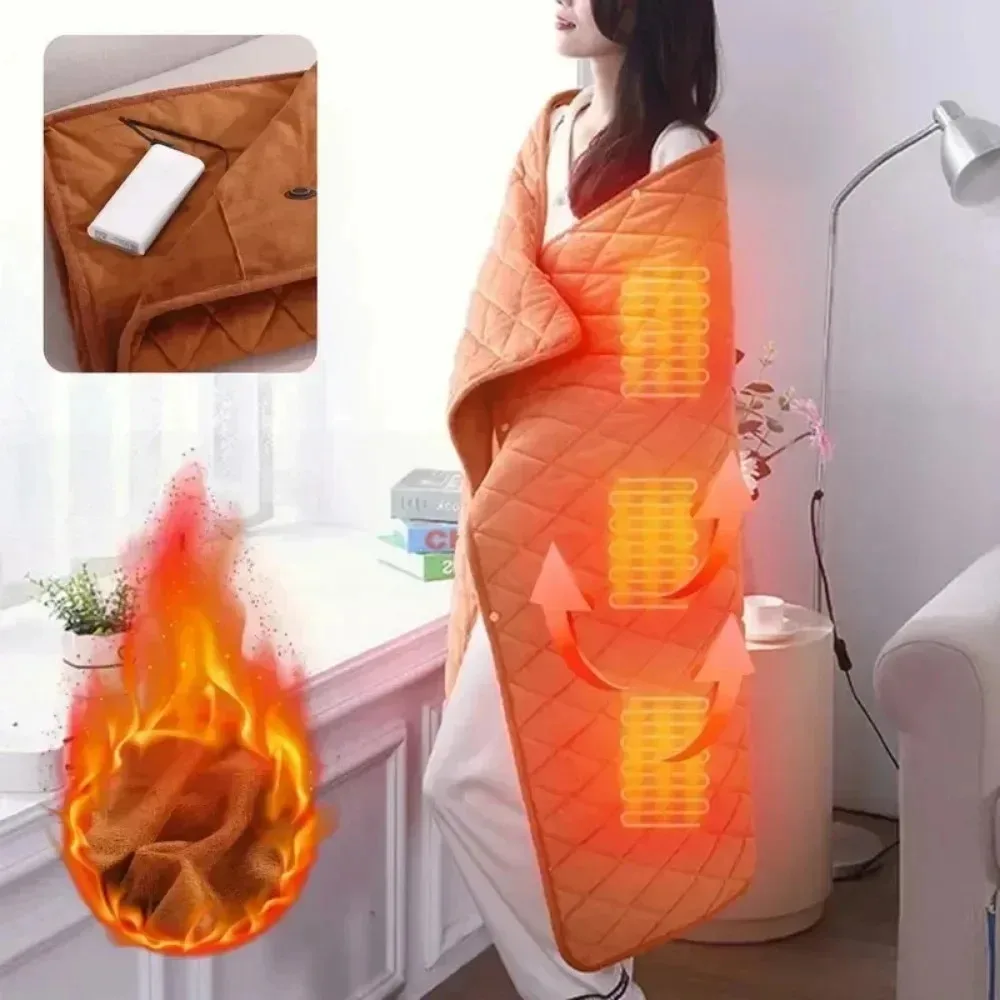 Wearable Heating Blanket Winter USB Warmer Blankets Wearable Bed Warmer Blanket Body Heater Washable Thermal Shawl Heating Mat