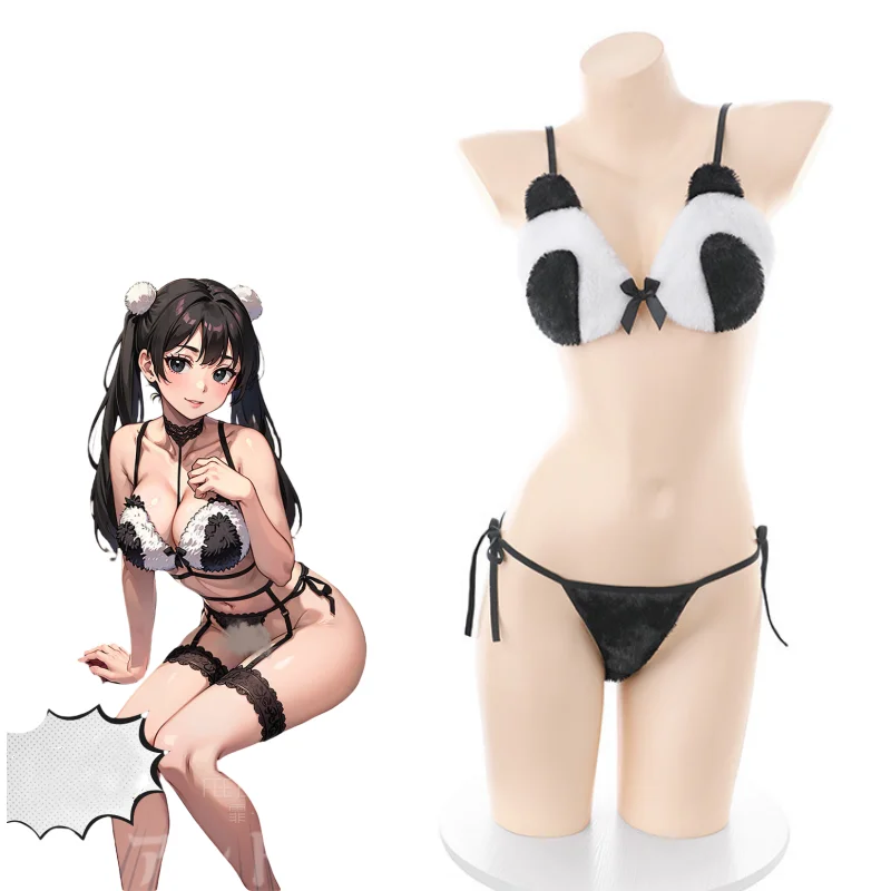 

Anime Panda Underwear Set Cosplay Costume Women Sexy Lingerie Role Play Outfits Nightwear