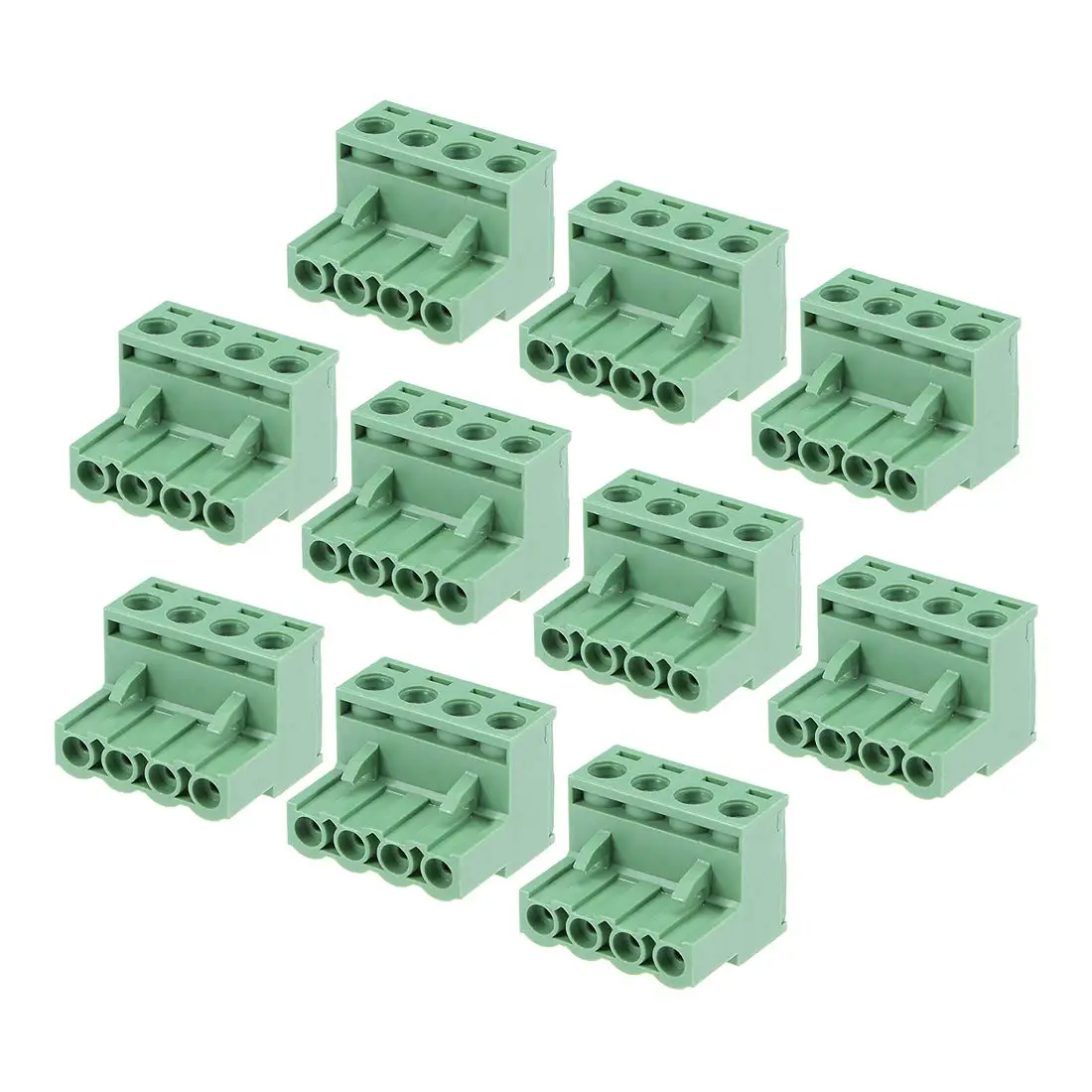 

Keszoox 5.08mm Phoenix Connectors 10Pcs AC300V 5.08mm Pitch 4P Flat Angle Needle Seat Insert-in PCB Terminal