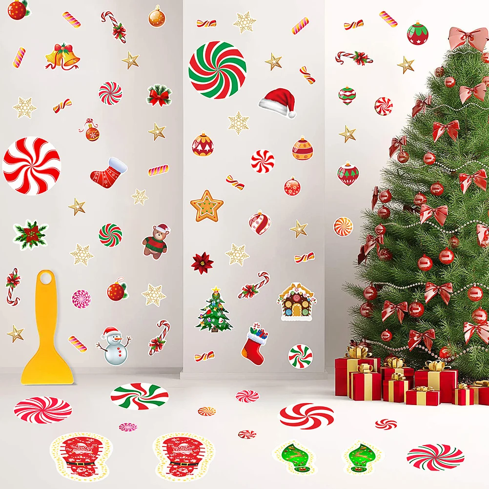 

1Pcs Christmas Wall Sticker PVC Self-Adhesive Decal for Wall Door Floor Window Holiday Party Decoration Festive Atmosphere