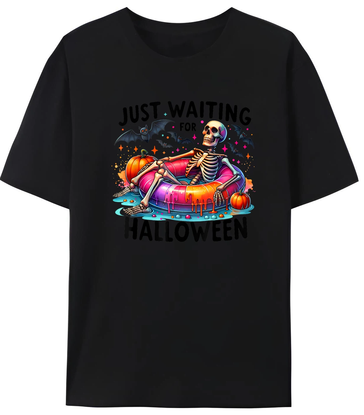 

Funny Just Waiting For Halloween Skeleton Graphic T Shirts Men Oversized Fashionable and Trendy Men's Shirt