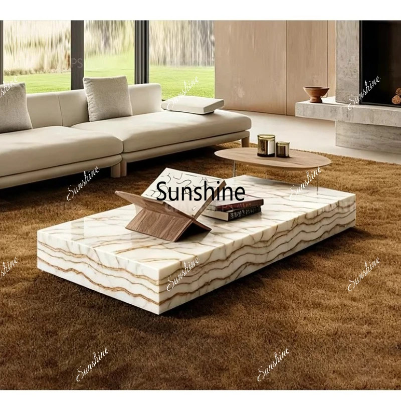 

Modern simple natural marble coffee table rectangular countertop
