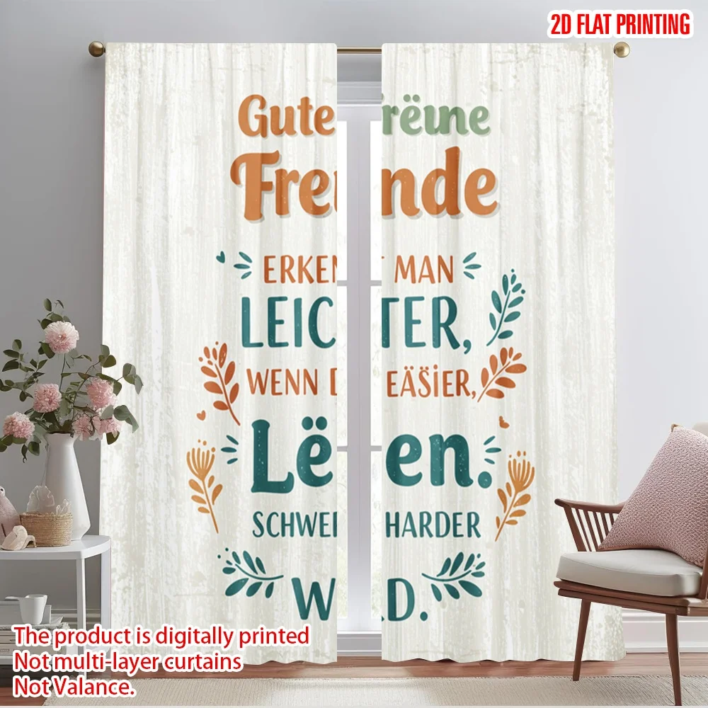 

2pcs 2D flat printing Curtain True Friends Recognize Easier Polyester Without Electricity Festive Wall Decor Use for Classroom