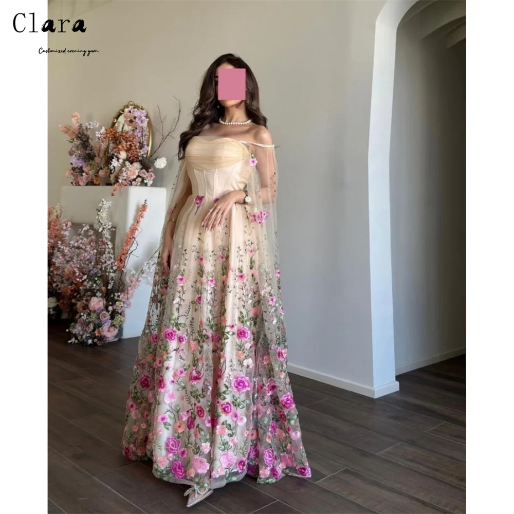 

Clara Custom A-line Flower Off-shoulder Lace Elegant Party Dresses for Women Luxury Elegant Party Evening Dress 2025 Women's