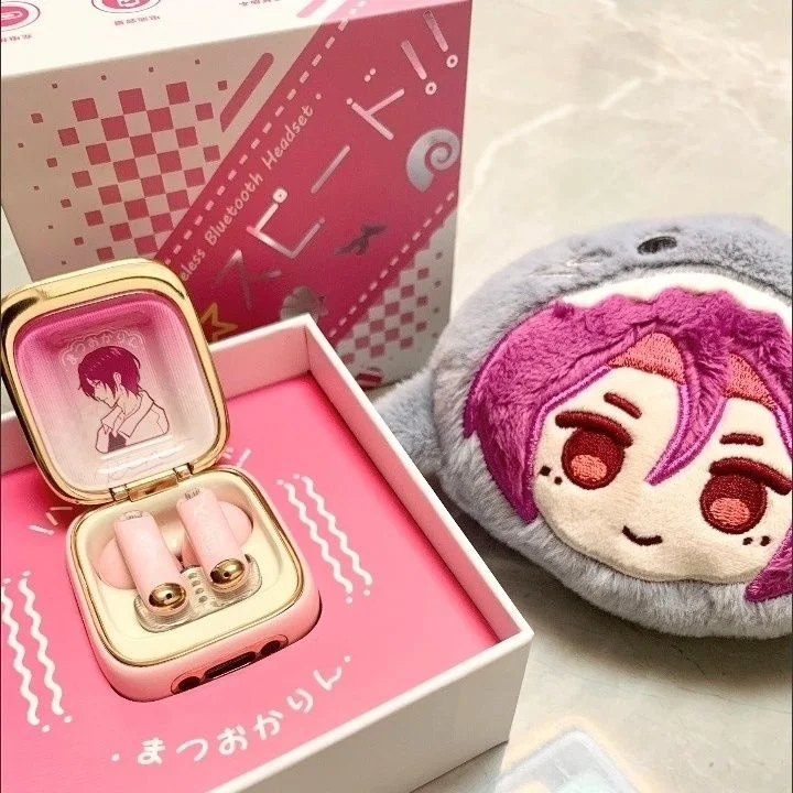 Free Rin Matsuoka Bluetooth Earphones Half In-Ear HIFI Sound Quality Japanese Prompts ENC Noise Reduction Anime-Style Earphones