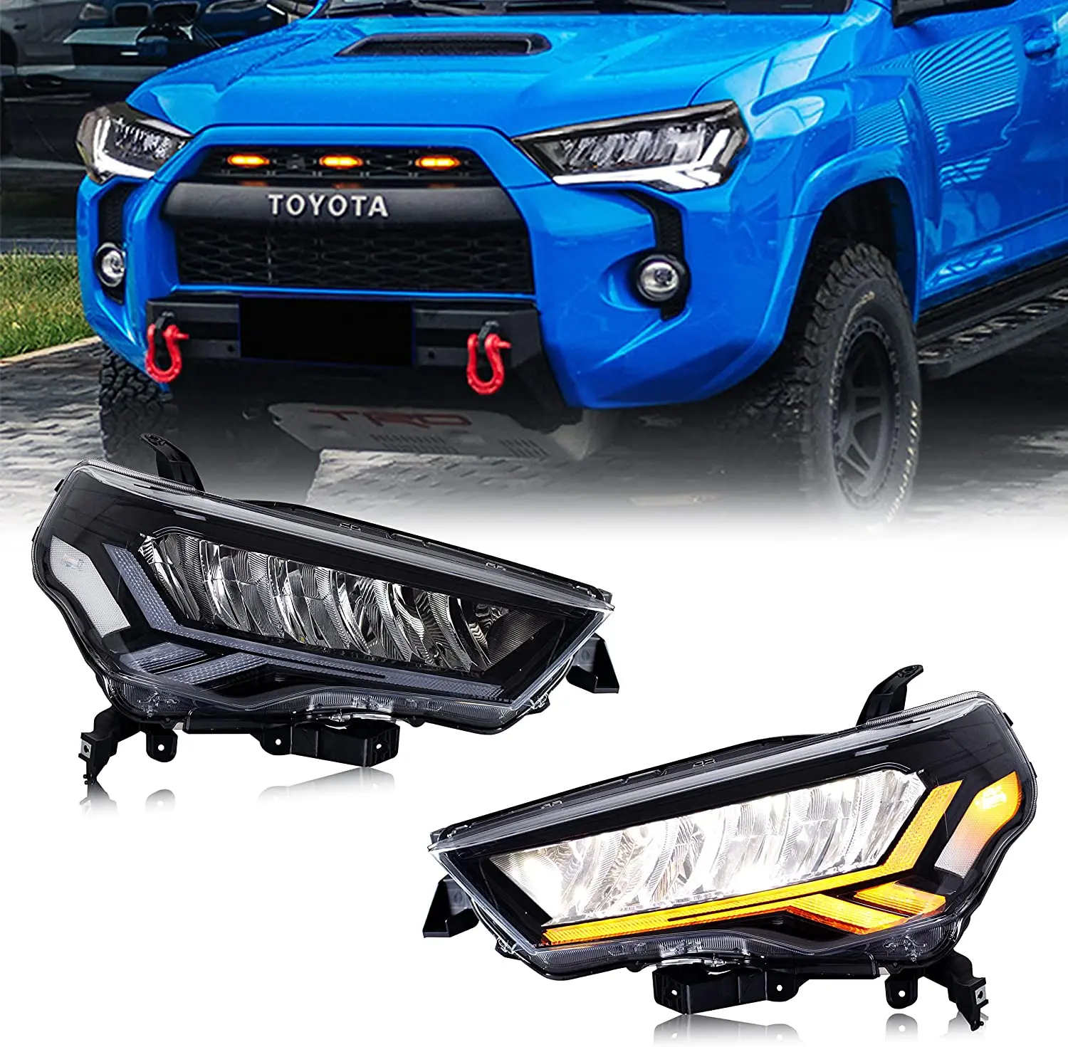 

Светодиодный ные фары для Toyota 4runner 4runner 2010-2021, начальная анимация, последовательный индикатор, передние лампы (прозрачный отражатель)