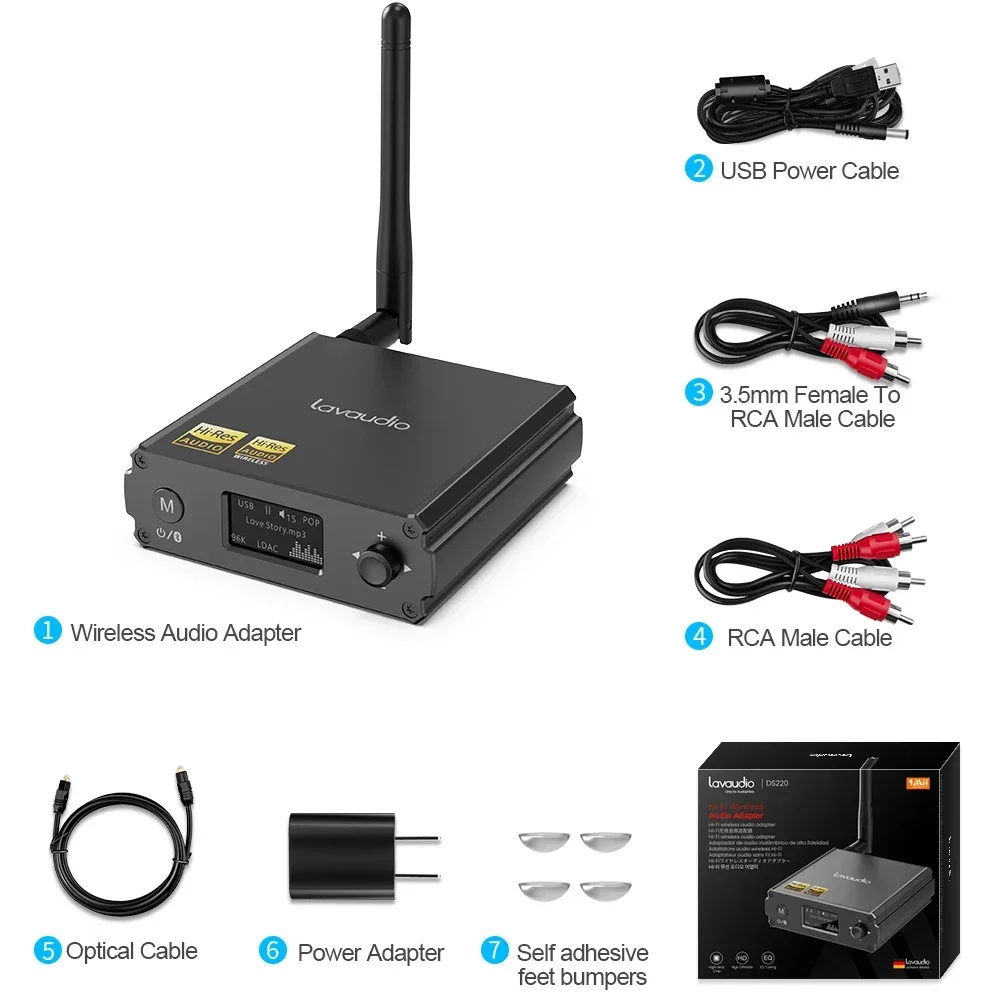 Hot Sale 1Mii DS220 Hi-Res Bluetooth Receiver For Home Stereo W/LDAC, HiFi Bluetooth 5.1 Audio Adapter AptX Amplifier, OLED Disp