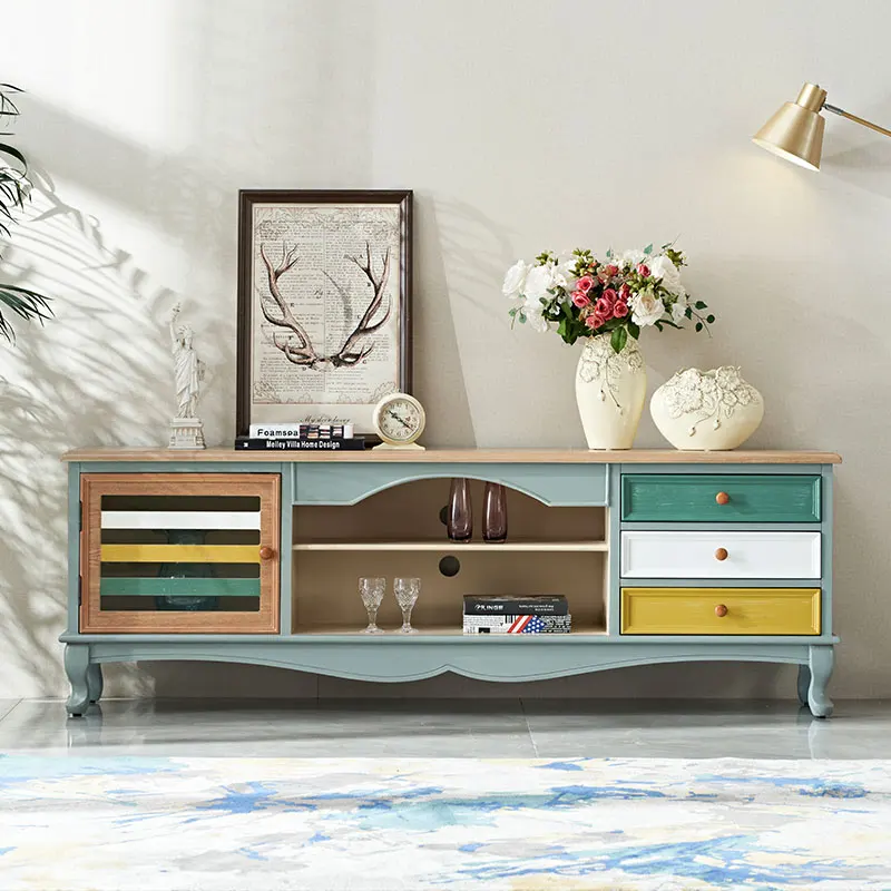 خزانة تلفزيون البحر الأبيض المتوسط، مجموعة طاولة القهوة، خزانة تلفزيون أمريكية، خزانة أرضية، شقة صغيرة، خزانة غرفة المعيشة #3
