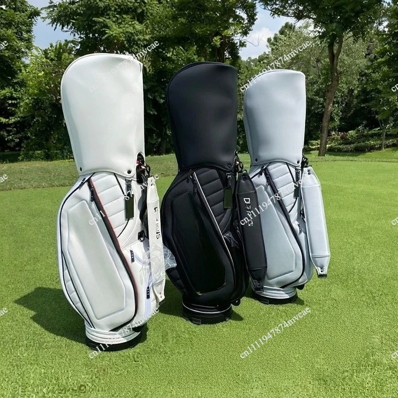 NEW White/Black/Gray Golf Tour Leather Bag Professional Golf Caddy Bag
