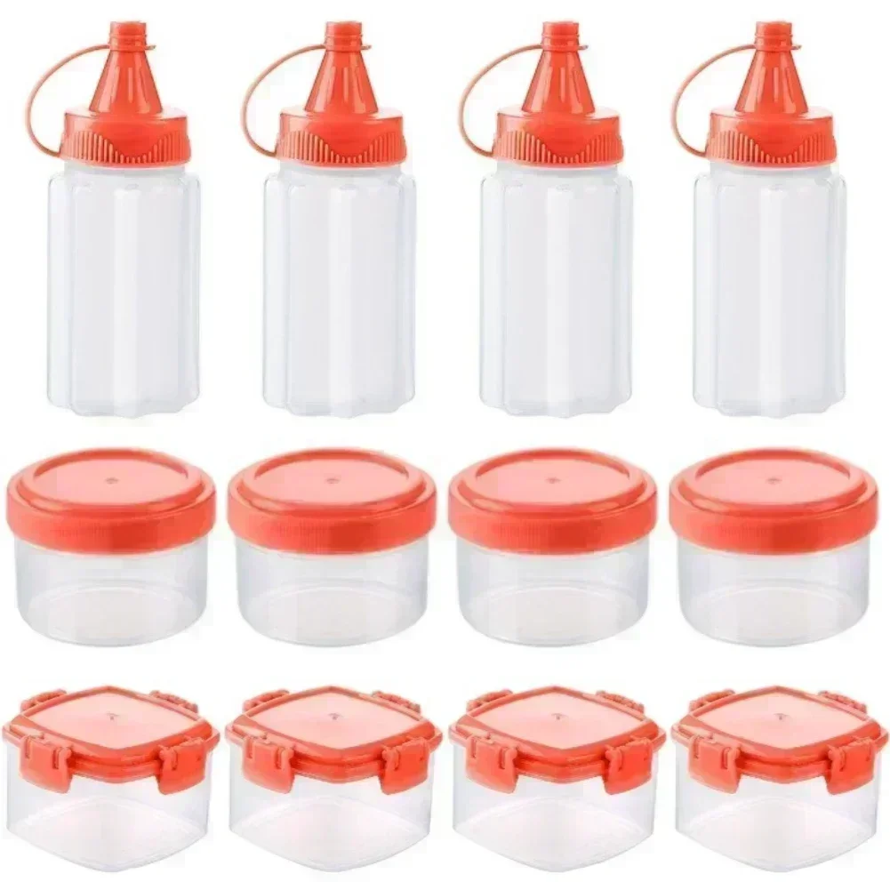 

Round Box Squeeze Bottle Kitchen Gadgets BBQ Bottle For Kitchen Gray Green Kitchen Tools Portable Red Sauce Box