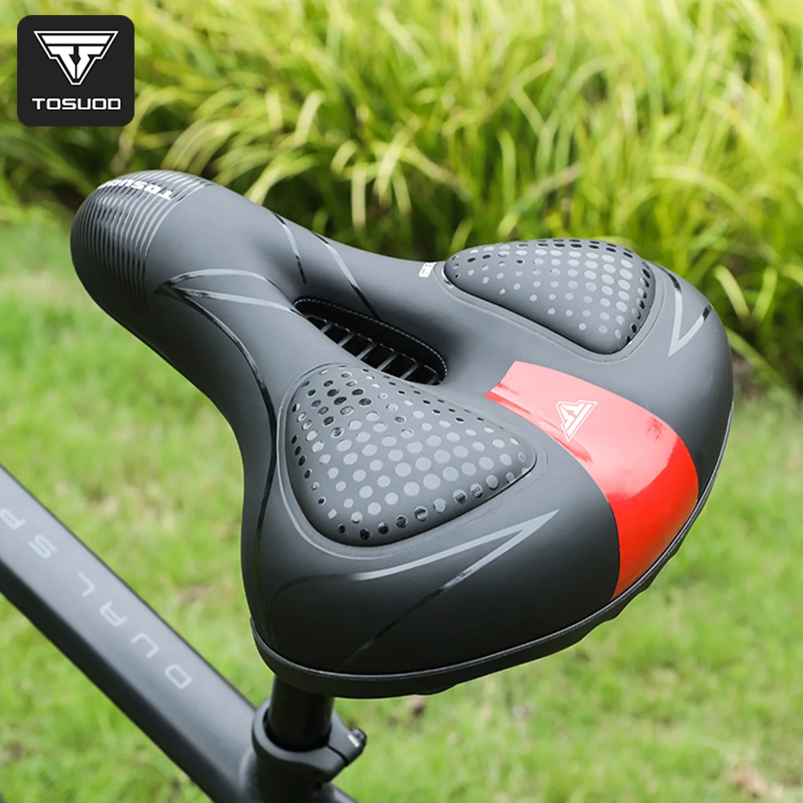 

TOSUOD Bicycle Double Shock-absorbing Saddle Soft Silicone Sponge Seat Cushion Hollow Breathable for MTB Road Bike Cushion
