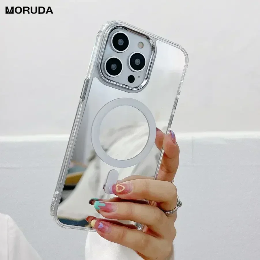 Make up Mirror For Magnetic Magsafe Case For iPhone 13 14 16 Pro Max 12 Pro 11 15 Thin Wireless Charging Cover For iPhone 12 Pro