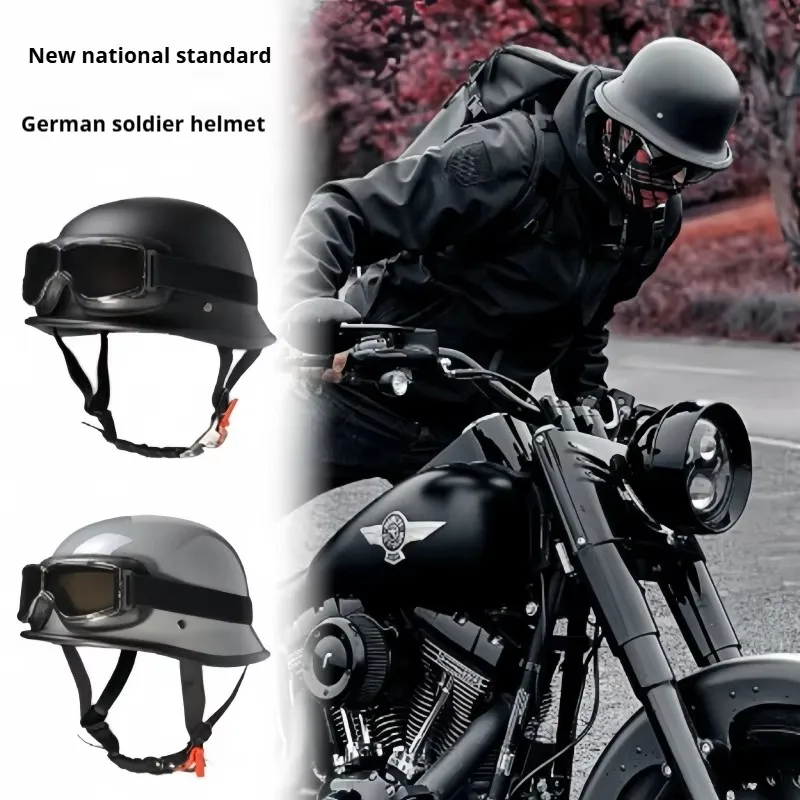 16 Motorcycle Helmet German Style Half Helmet Shell Helmet Retro Face Helmet for Cruiser Scooter Chopper