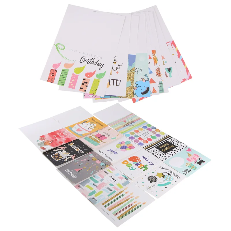 A11E-36 حزمة بطاقات المعايدة صديقة للبيئة فريدة من نوعها بطاقات عيد ميلاد كبيرة مجموعة بطاقات عيد ميلاد سعيد للكبار والأطفال الكتابة