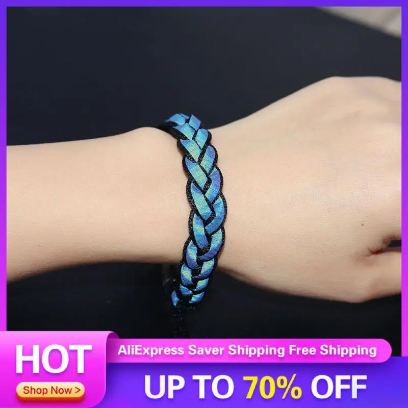 Holographic Woven Reflective Bracelet  Multiple Series Fluorescent Colorful Luminous Starry Sky Shoelace Bracelet