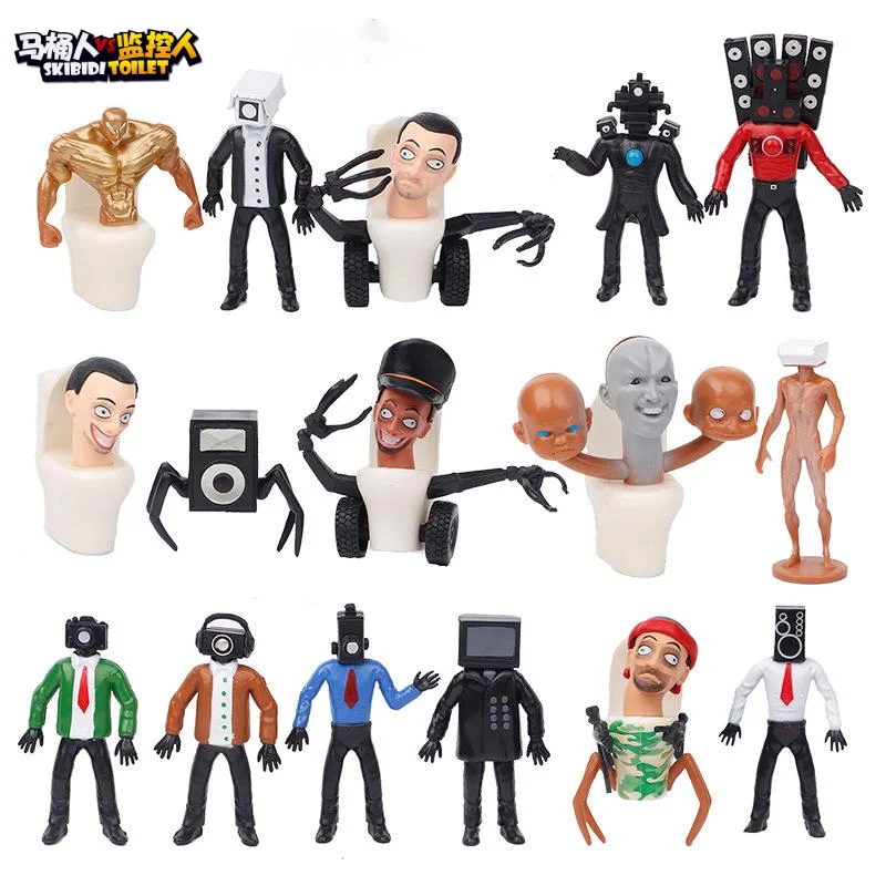 16PCS Skibidi Toilet Figure Toys Toilet Man VS Monitor The Audio Camera Man Titan Speakerman Action Figurines Christmas Gift