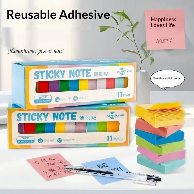 11Pcs Fluorescent Color Sticky Note Posted It Note Pads Stickers Planner Sticker Notepad Memo Pad School Office Supplies