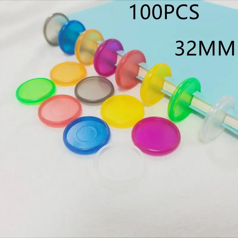 100PCS32MM transparent frosted jelly-colored solid plastic binding ring buckle mushroom hole binding ring