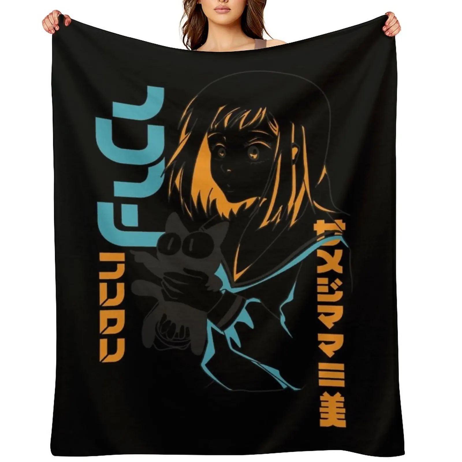 

FLCL Mamimi and Ta-kun Essential . Throw Blanket Picnic Soft Plaid Furry for winter Blankets