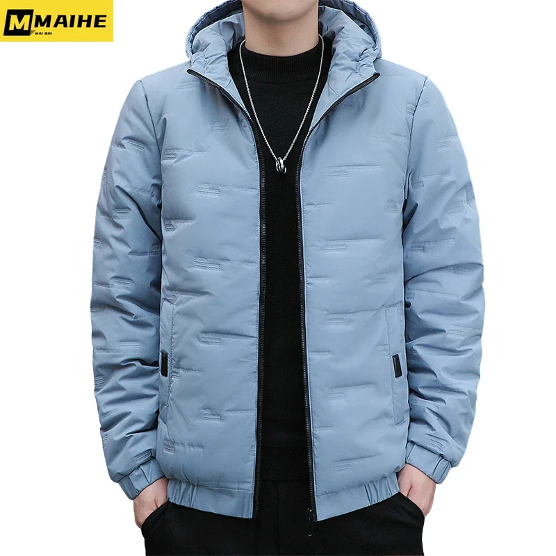 2023 Autumn/winter new men's Parkas Korean fashion slim cotton-padded jacket casual warm windproof hooded jacket male large size