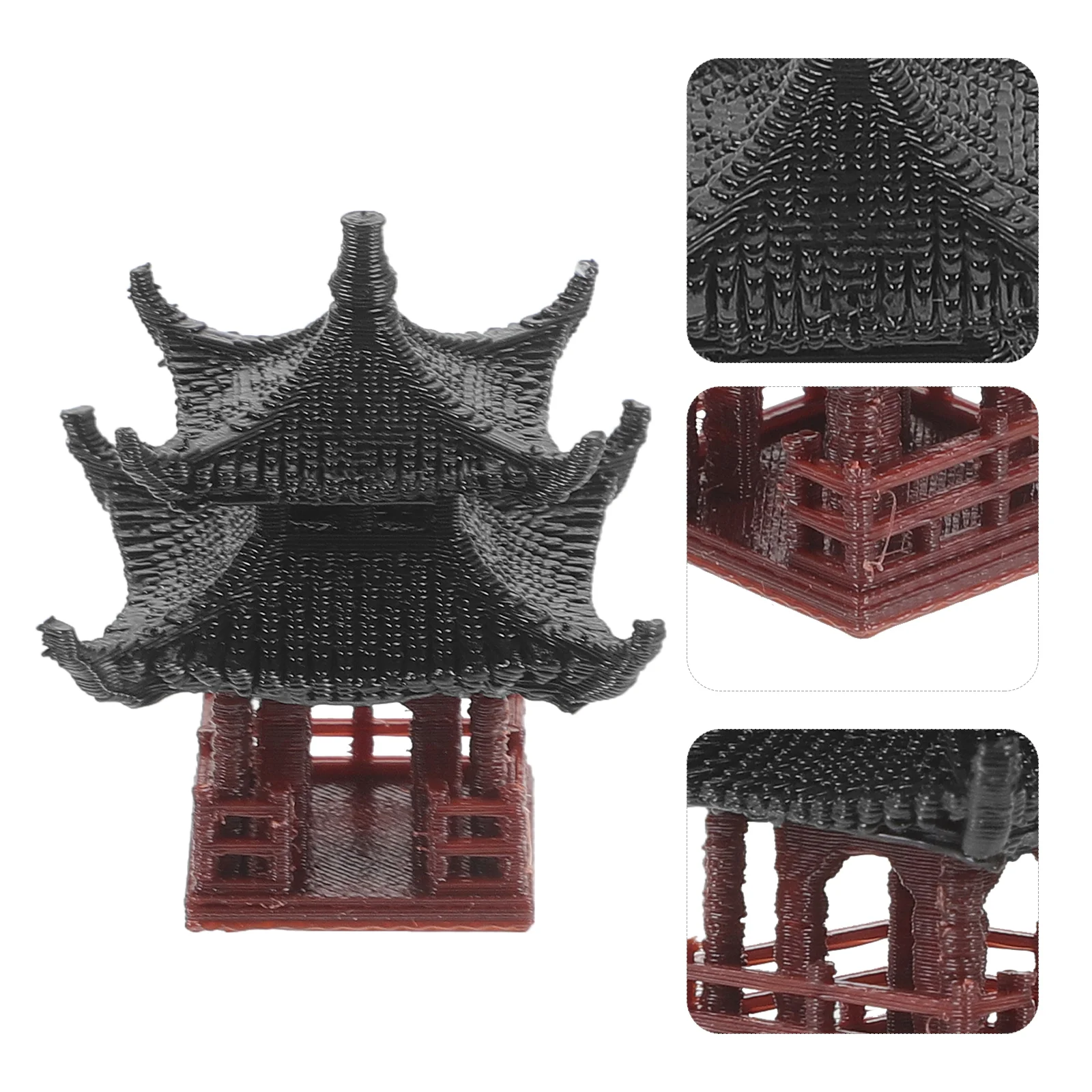 Mini Pagoda Statue Fairy Garden Decor Pavilion Hexagon Asian Exotic Environments Flower Vase Aquarium Dollhouse Decor For