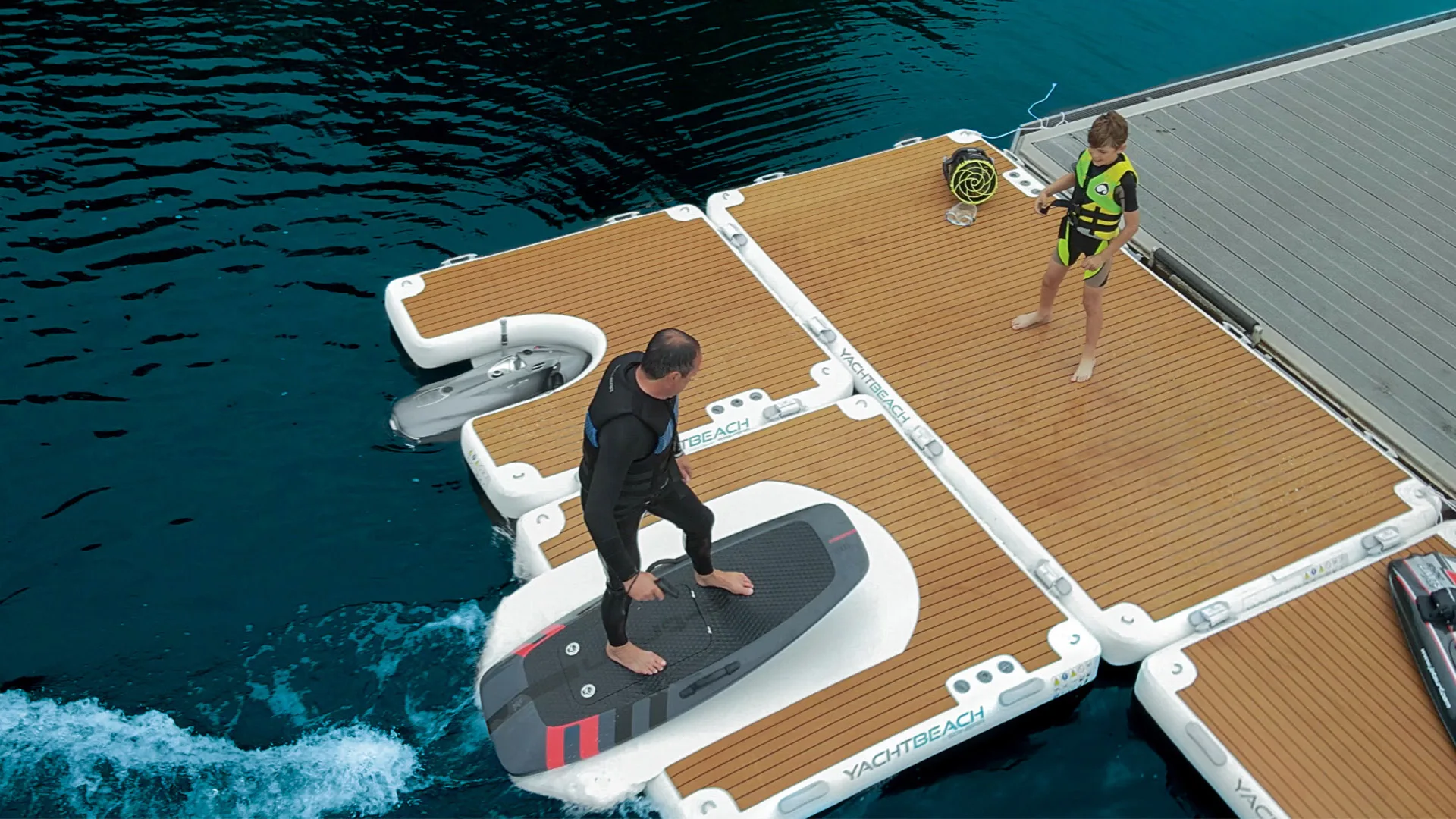 Muelle flotante para Jet Ski, balsa inflable en forma de U para yate, punto de caída, agua, nuevo