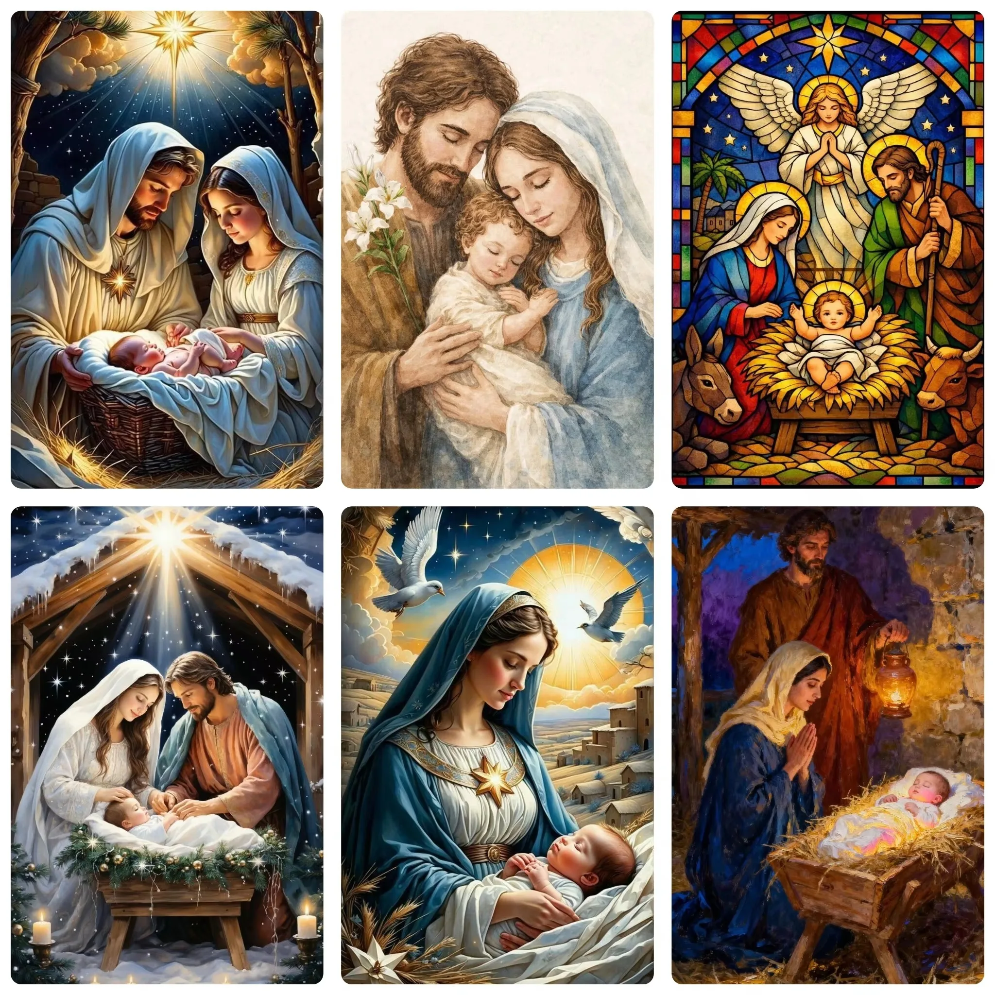 Oil Painting by Number Kit Nativity Holy Family Religious Character Canvas Wall Art for Adults DIY Home Decor Gift