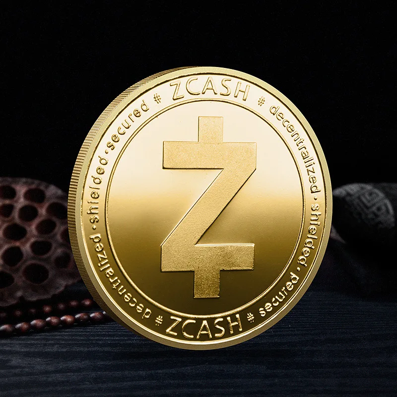 Zcash عملة ZEC عملة الذهب ، والفضة مطلي المعادن المادية تشفير Zcash عملة مع كيس من البلاستيك عملة تذكارية لجمع الفن