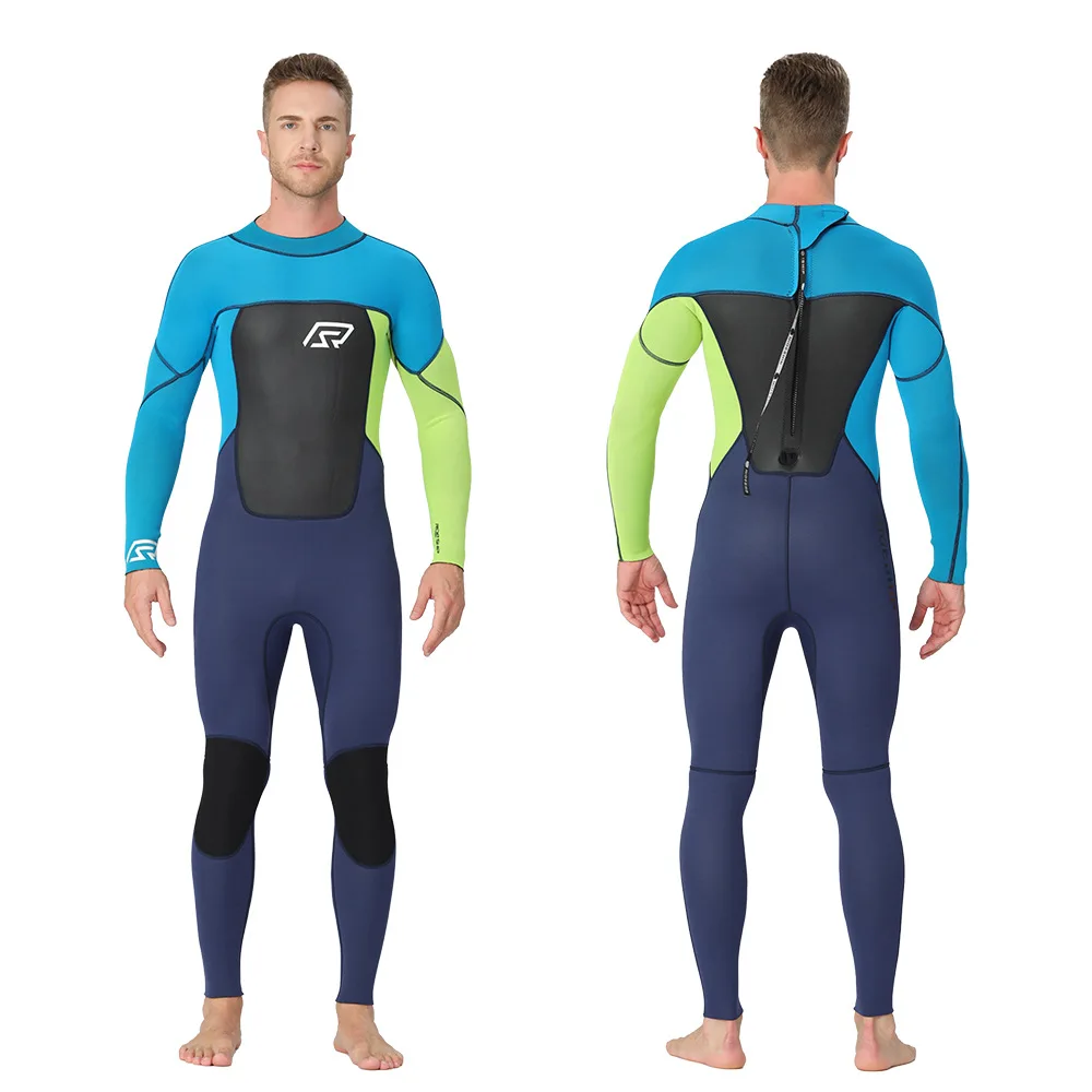 

STLF Men's and Women's 3mm One-Piece Wetsuit with Front Logo Cold-Proof Warm Surfing Paddleboard Swimming Free Diving-Back Zippe