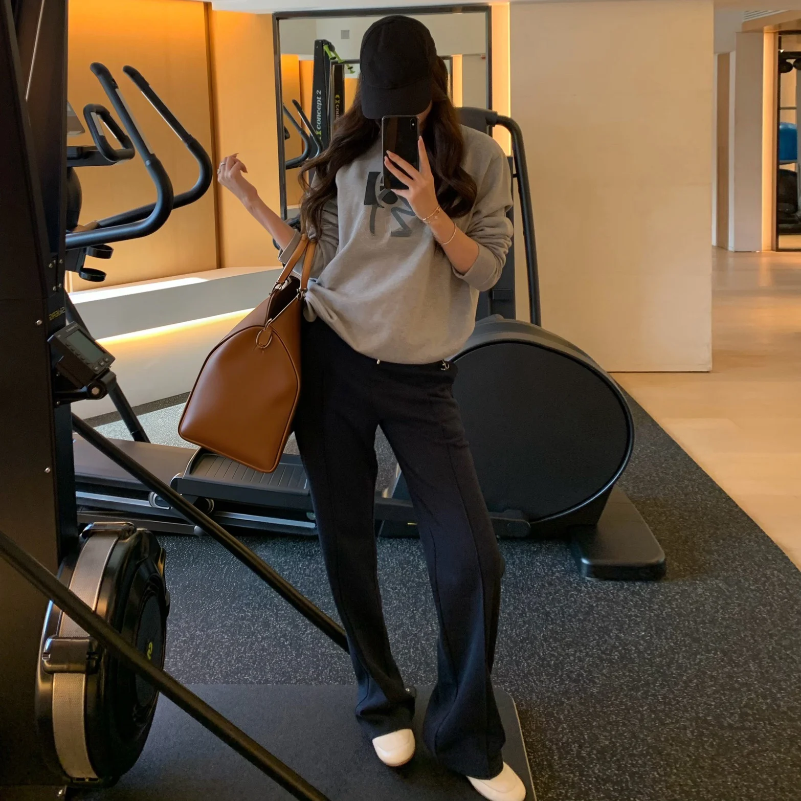 

Ele Women's Knitted Cotton Silk Casual Sports Pants Silver Bule Straight Leg Clean Fit l Waist Winter Faion