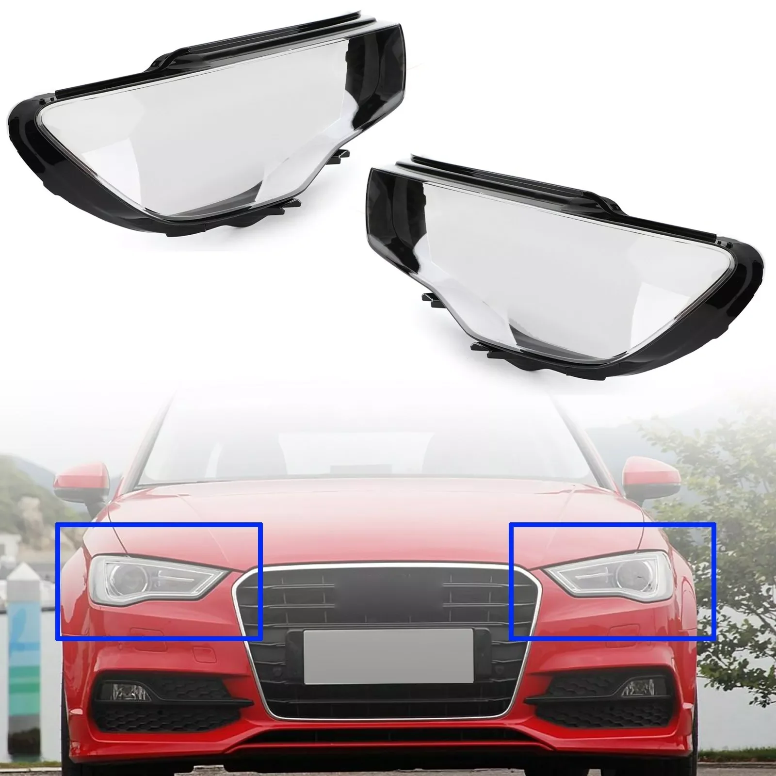 

Левая и правая крышка объектива передней фары автомобиля для Audi A3 S3 2013 2014 2015 2016, прозрачная крышка фары, стеклянный абажур