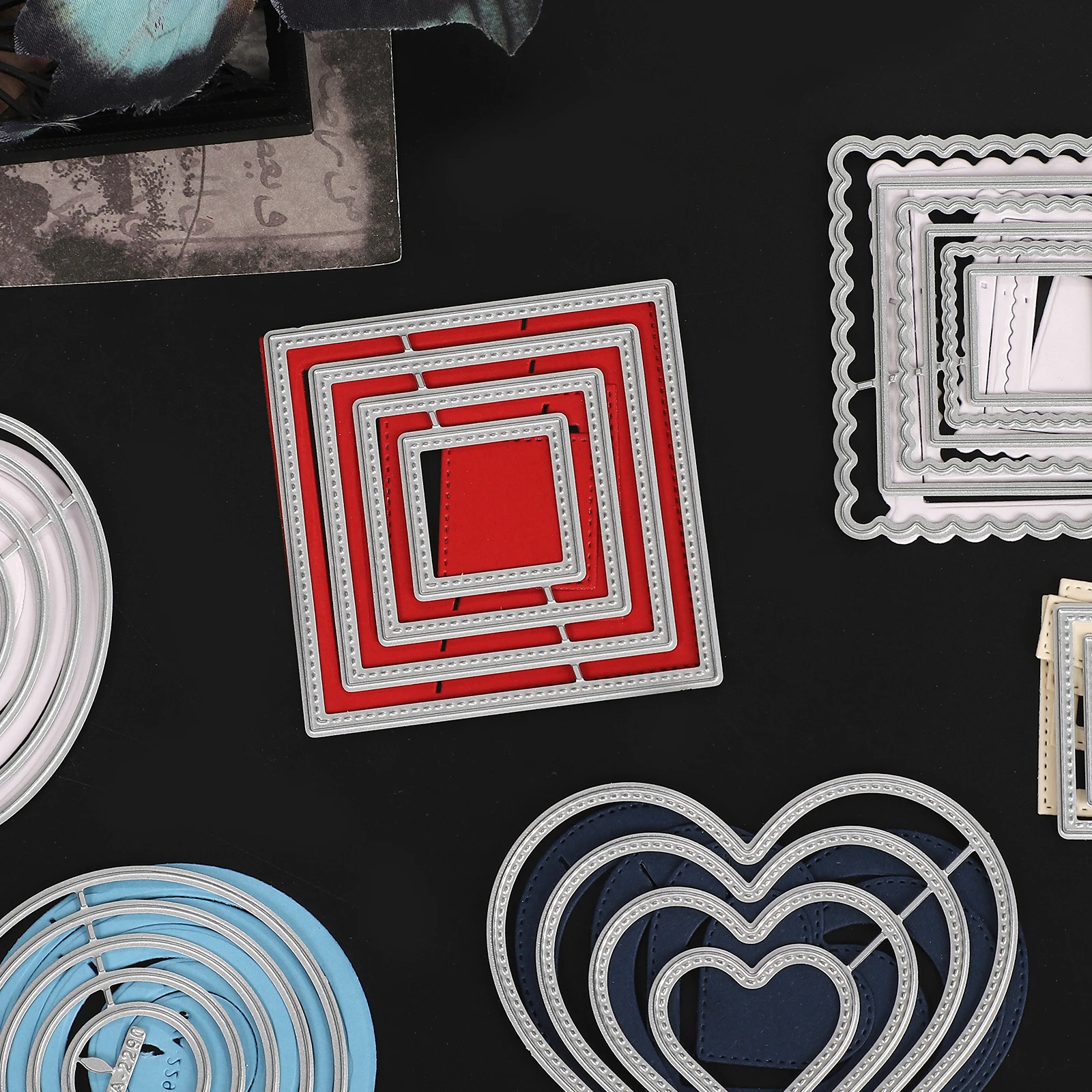 إطار قاعدة عتيق، حدود مجوفة، قالب قطع المناظر الطبيعية الهندسية، مواد مجلة إبداعية ذاتية الصنع، مستلزمات الطلاب، أدوات مكتبية