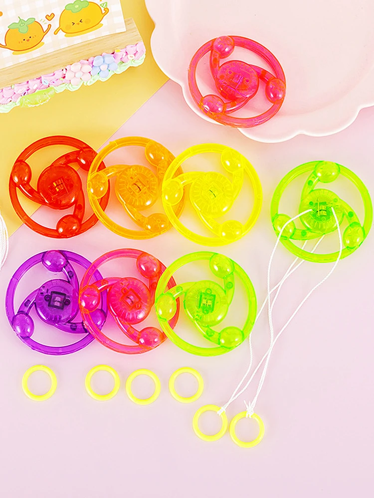6 Pcs Fun Hand Pulled LED Light Up Flywheel Toys Children's Day Party Birthday Guest Gift Pinata Filler Kindergarten Gift Prize