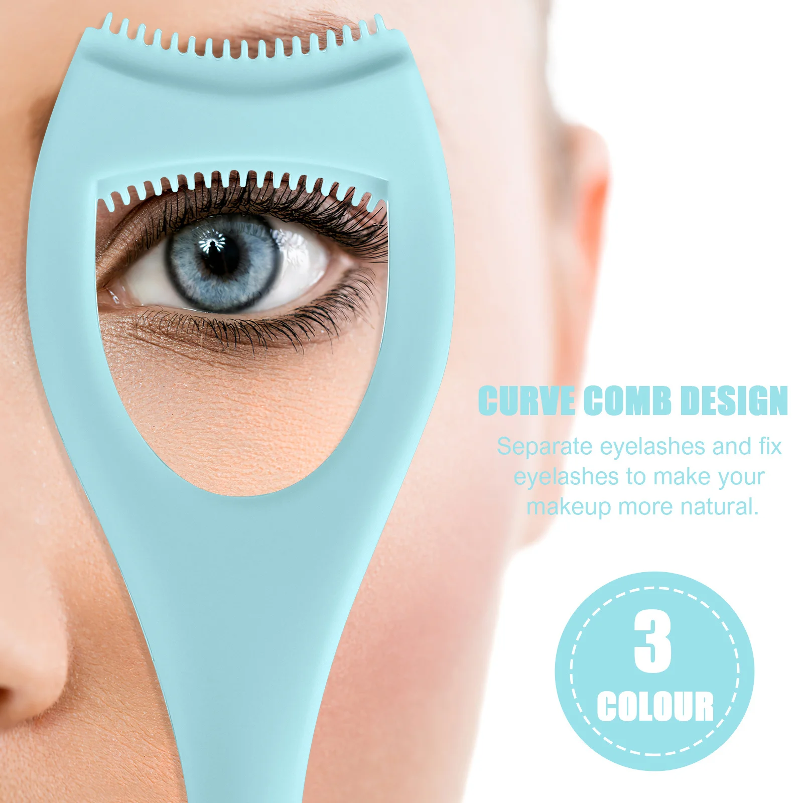 Protector de Pestañas con Forma de Sirena, Herramienta de Peine para Pestañas, Protector de Maquillaje para Aplicación de Pestañas, Accesorio de Belleza, 3 Piezas