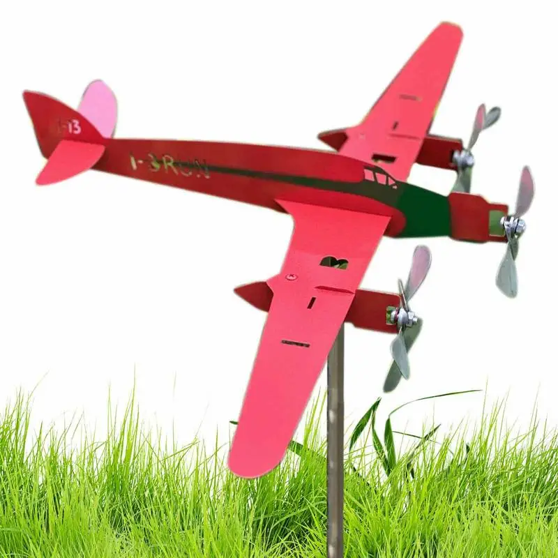 

Garden Decoration Metal Airplane Weathervane Outdoor Garden Aircraft Weather Vane Plug Decor Wind kinetic Pinwheels for Yard