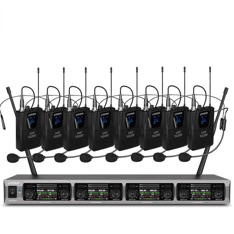 

Professional Bm7078 Uhf 8 Channel Headset Lapel Wireless Microphone System With 600 Frequency