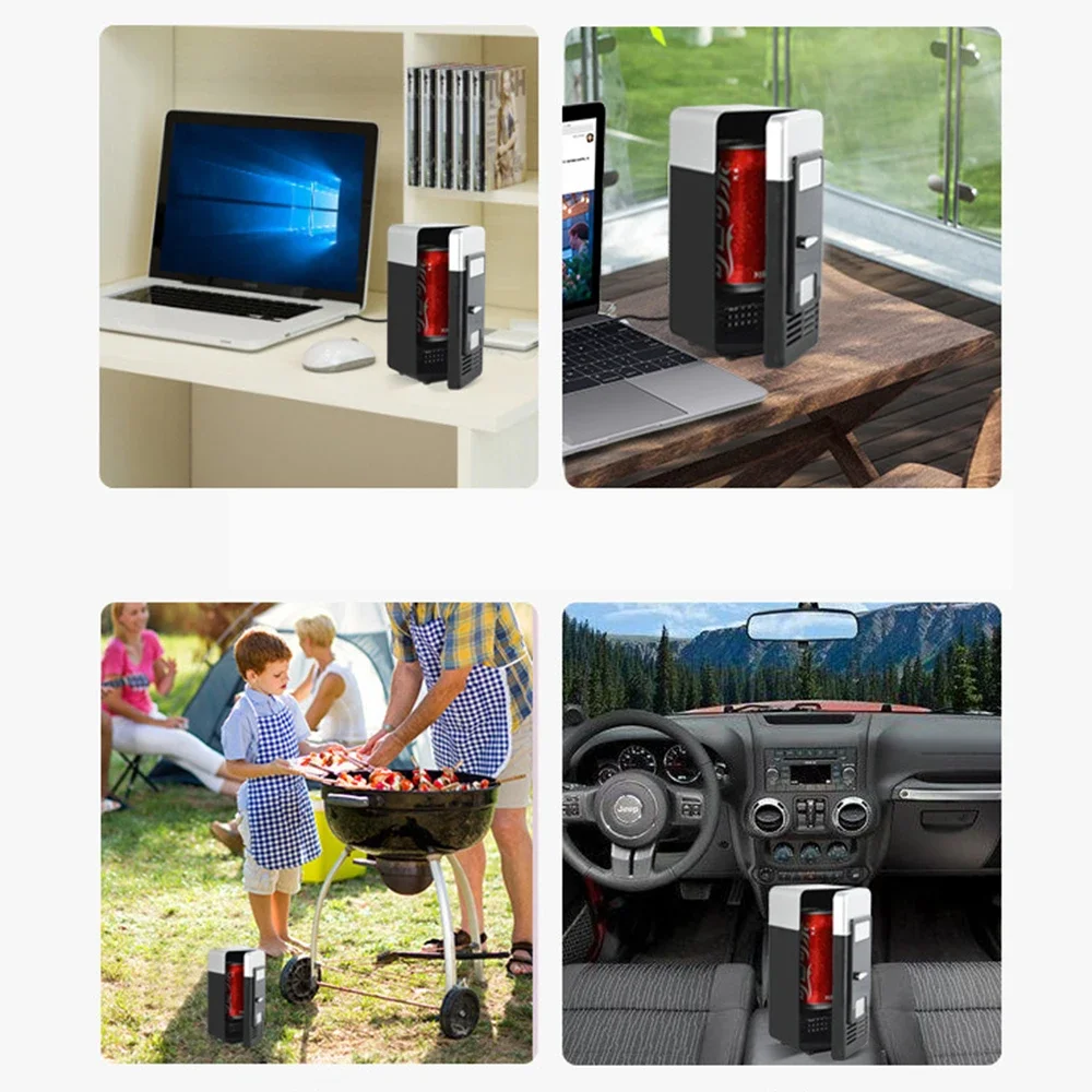 USB Refrigerator Fridge Portable Cooler Mini Beverage Drink Cans Cooler / Warmer for Car Laptop PC Computer Black Red Color