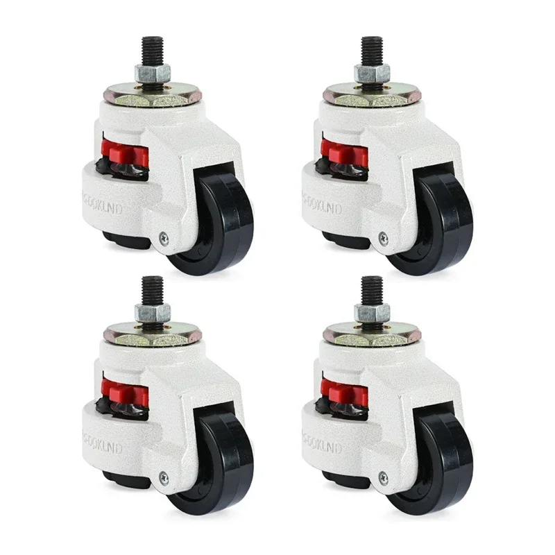 

4Pcs GD-40S-3/8 Nylon Wheel and NBR Pad Leveling Caster, 220 lbs, Stem Mounted with M8 Mounting Hole Diameter, Ivory Finish