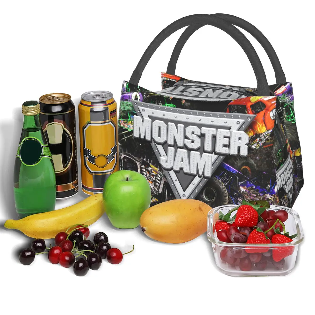 Classic Monster Jam Pattern Lunch Bags Insulated Bento Box Waterproof Lunch Tote Picnic Bags Cooler Thermal Bag for Woman Kids