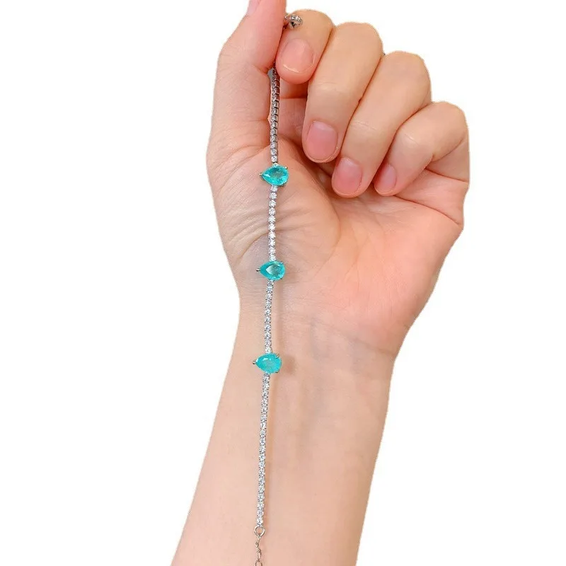 Jewelry Internet Celebrity Fashion Fresh Bracelet Emerald Blood Red Paraiba Bracelet